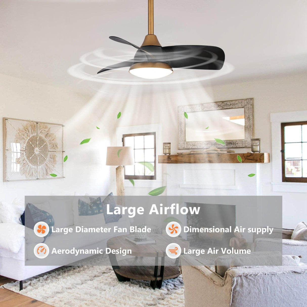 28" Modern DC Motor Downrod Mount Reversible Ceiling Fan with LED Lighting and Remote Control