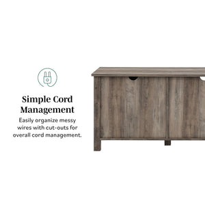 Farmhouse 70" Simple Window Pane 2 Door Wood TV Stand