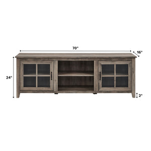 Farmhouse 70" Simple Window Pane 2 Door Wood TV Stand