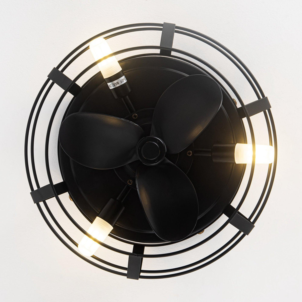 12" Flush Mount Low Profile Caged Small Ceiling Fan with Light and Remote Control