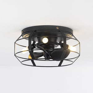12" Flush Mount Low Profile Caged Small Ceiling Fan with Light and Remote Control