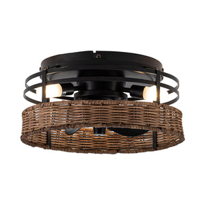 13" Farmhouse Flush Mount Reversible Ceiling Fan with Lighting and Remote Control