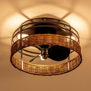 13" Farmhouse Flush Mount Reversible Ceiling Fan with Lighting and Remote Control