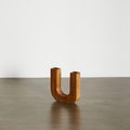 U-Shaped Wooden Double Taper Candlestick Holder