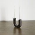 U-Shaped Wooden Double Taper Candlestick Holder