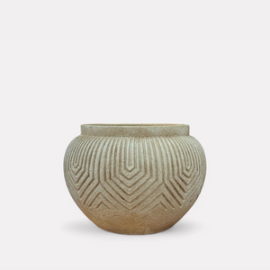 Linden Concrete Vessel in Natural Sandstone, 8"D X 6"H