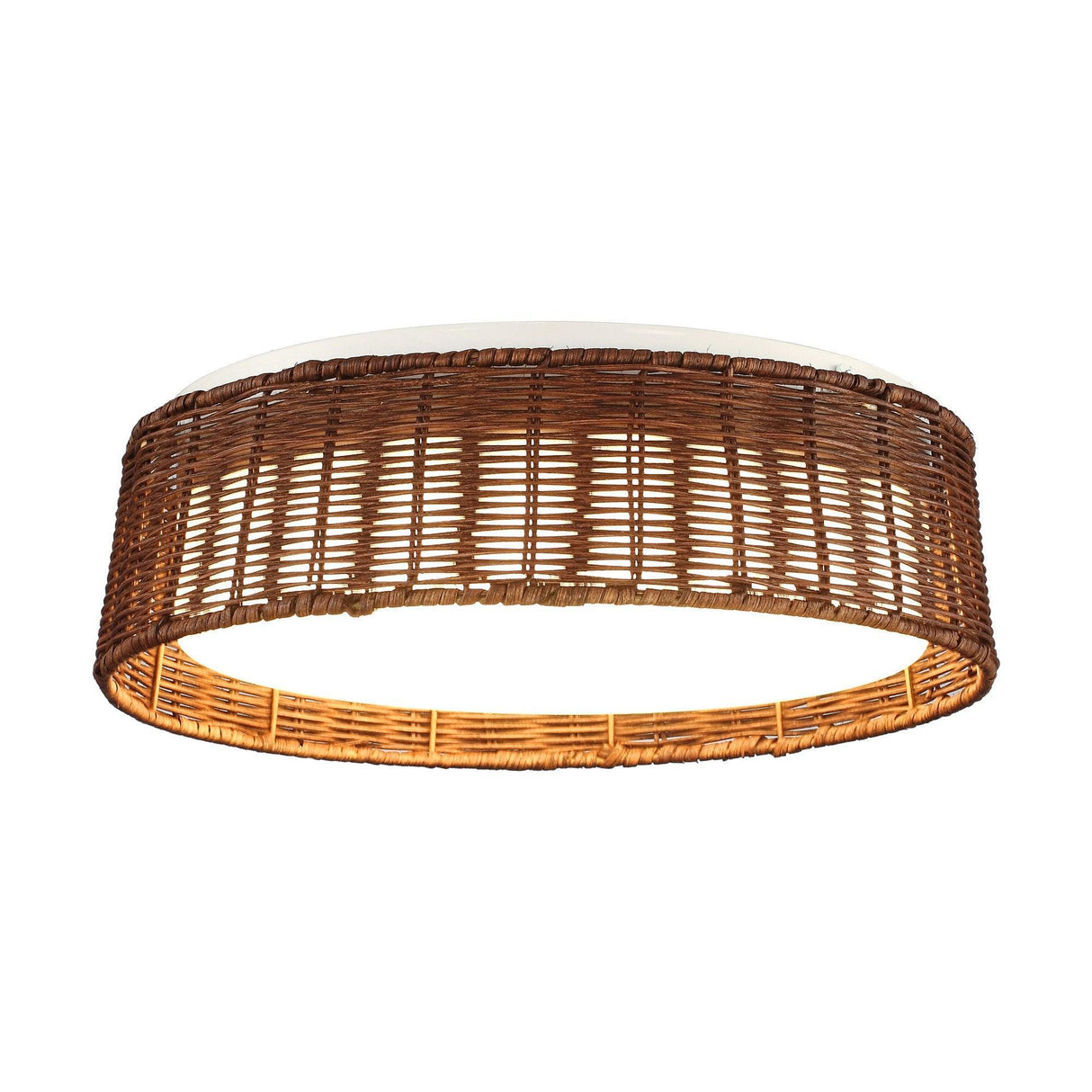17" Traditional Brown Rattan Flush Mount Lighting with LED
