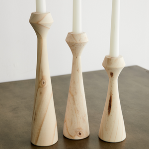 Tapered Diamond Wood Candle Holder