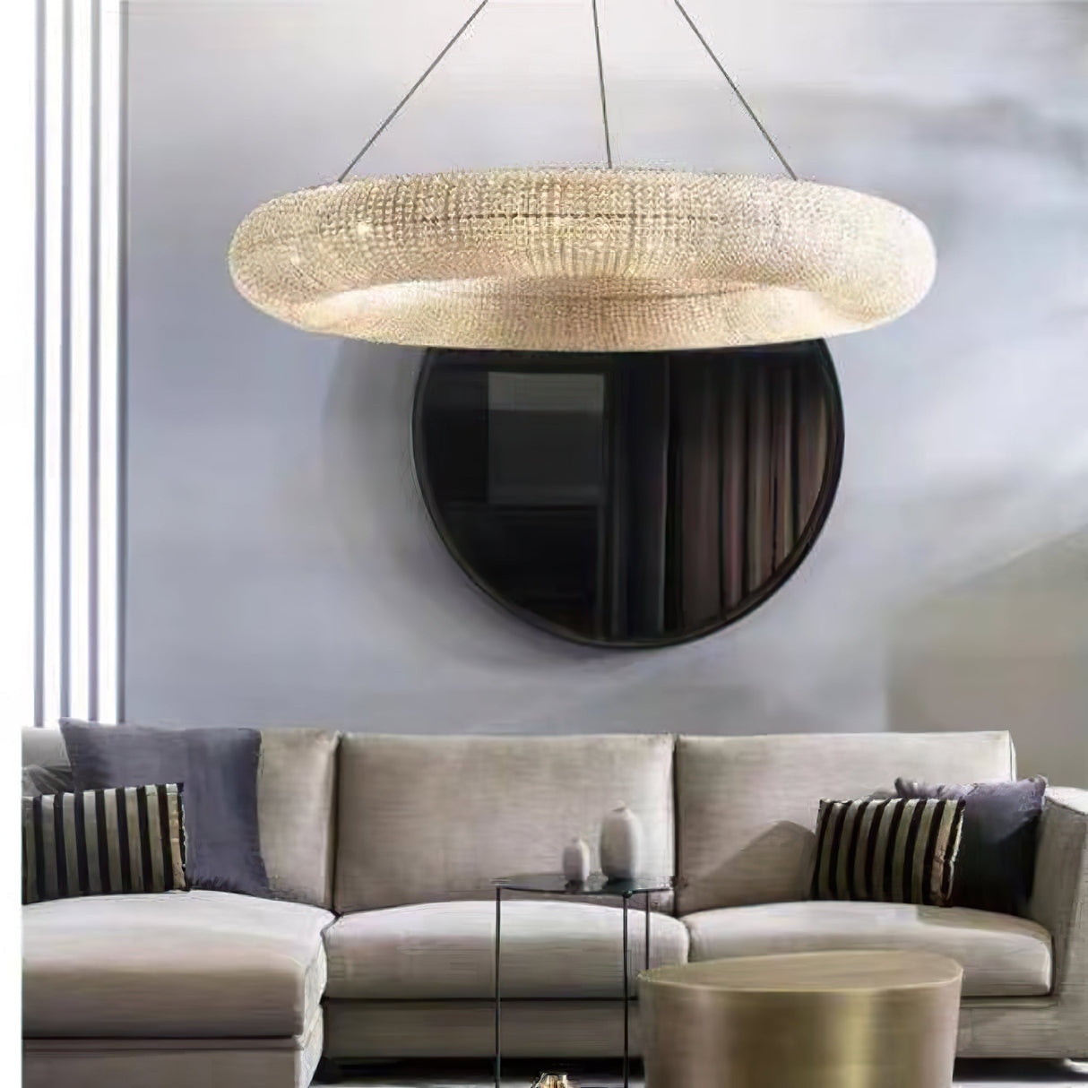 Crystal Smoked Round LED Chandelier