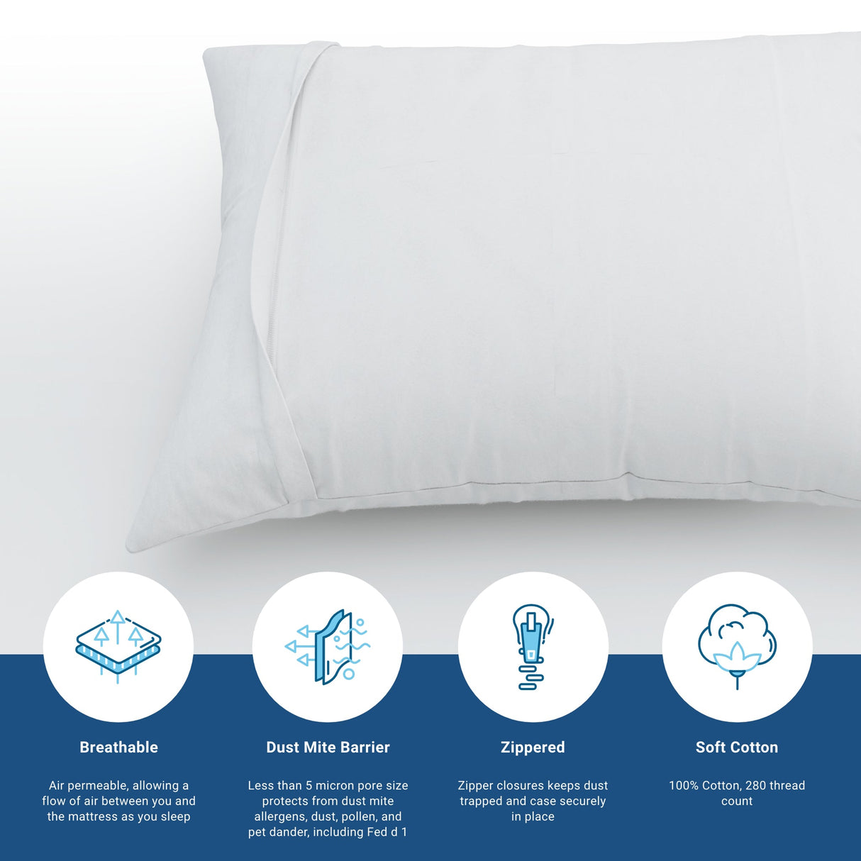 AllergyCare™ Cotton Allergen Barrier Pillow Protector by Bargoose