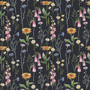 Hand-drawn Wildflowers on Dark Background Wallpaper