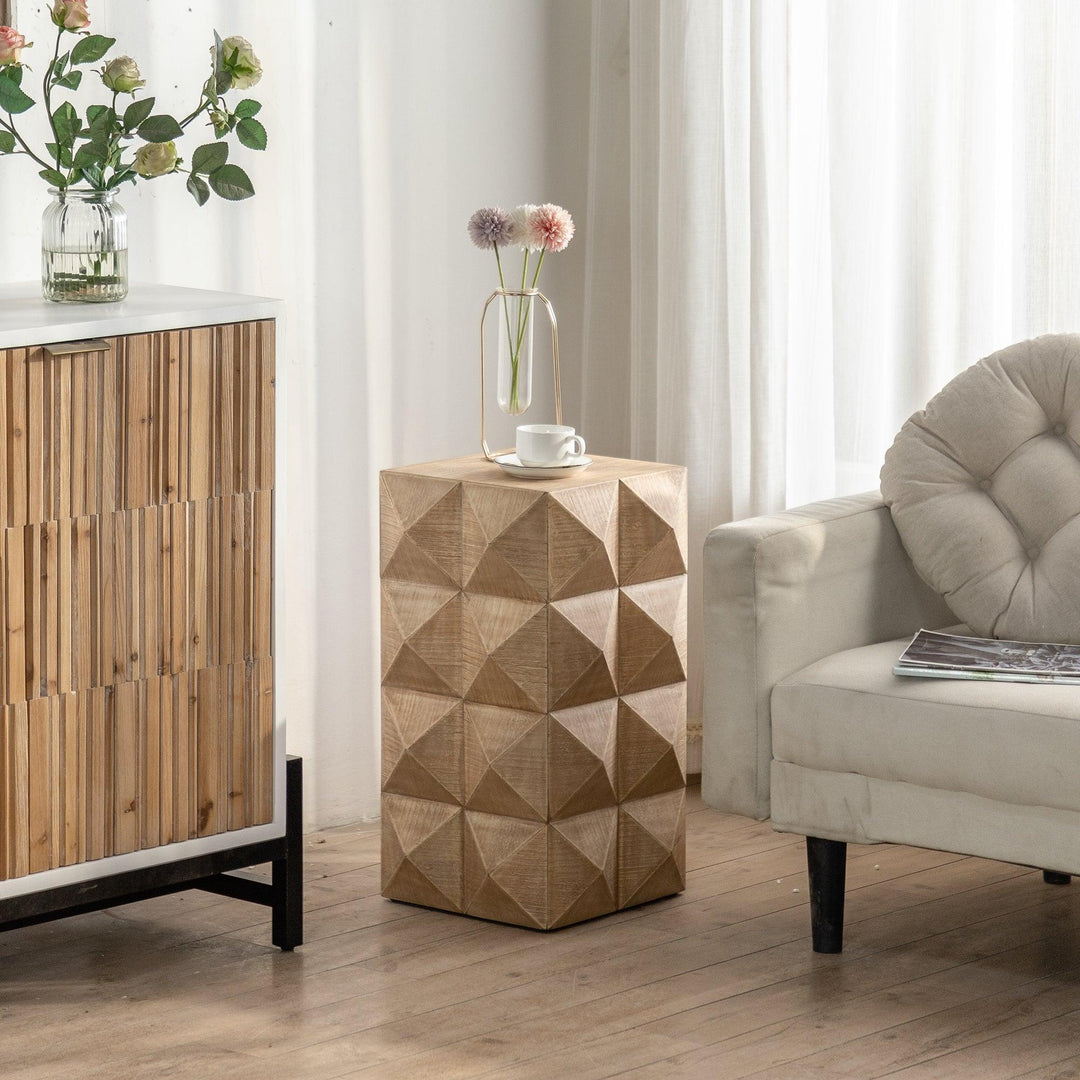 24" Height Three-dimensional Embossed Pattern Design Retro Coffee Table MDF Retro Furniture