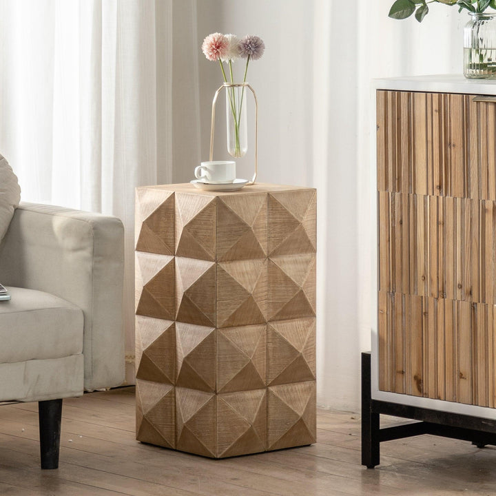 24" Height Three-dimensional Embossed Pattern Design Retro Coffee Table MDF Retro Furniture