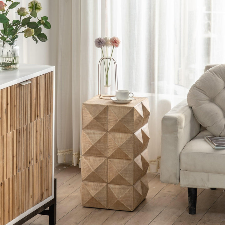 24" Height Three-dimensional Embossed Pattern Design Retro Coffee Table MDF Retro Furniture