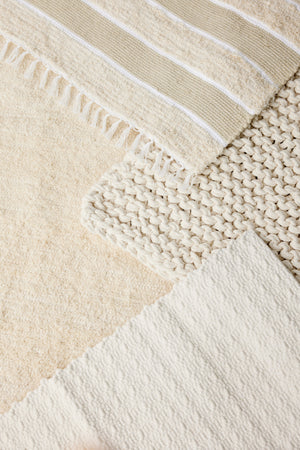 Tabby Cotton Natural Ecru Shag Mat