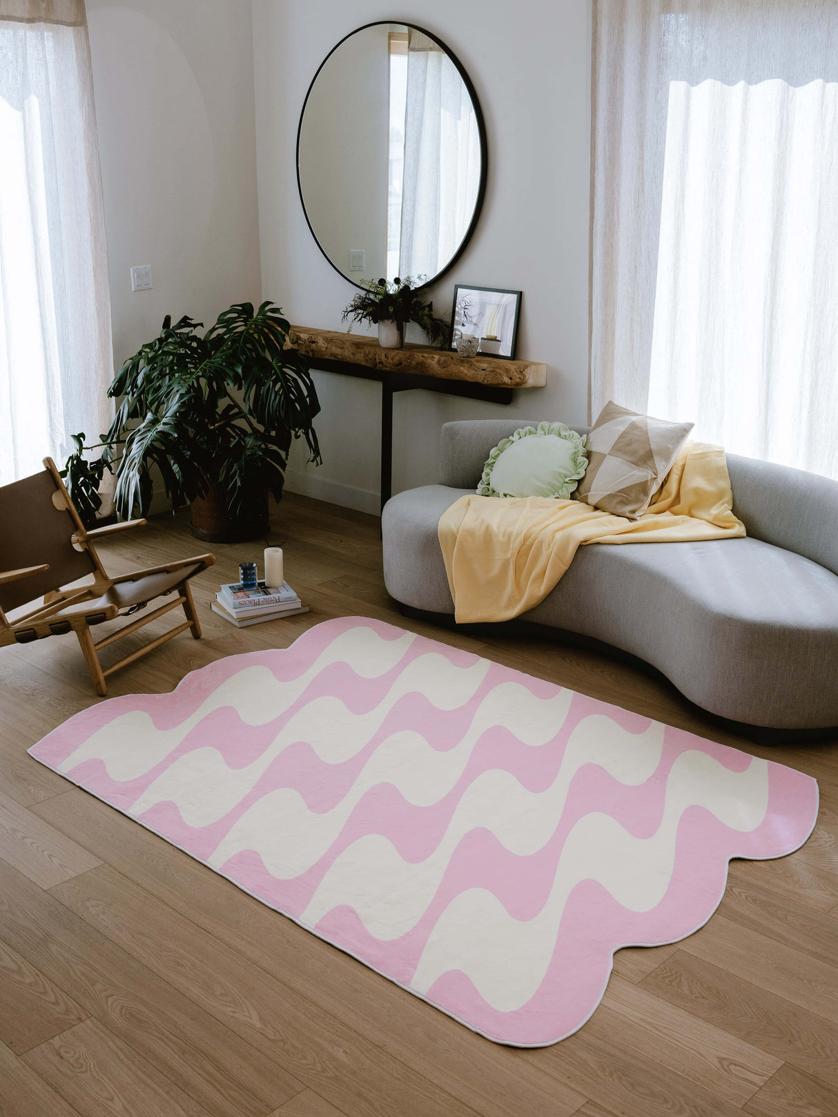 Pastel Irregular Shaped Wavy Rug by Johann Banta