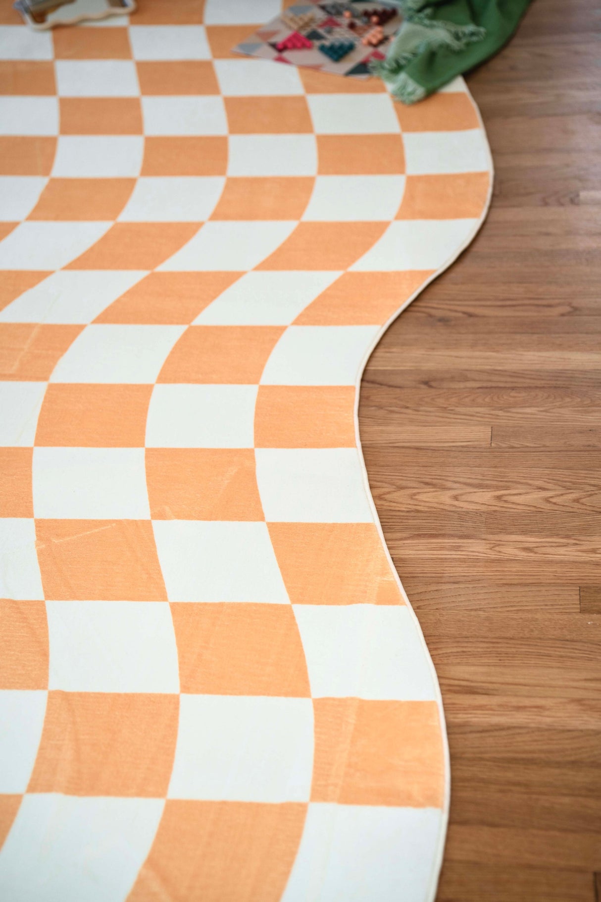 Yellow Wavy Checkered Rug