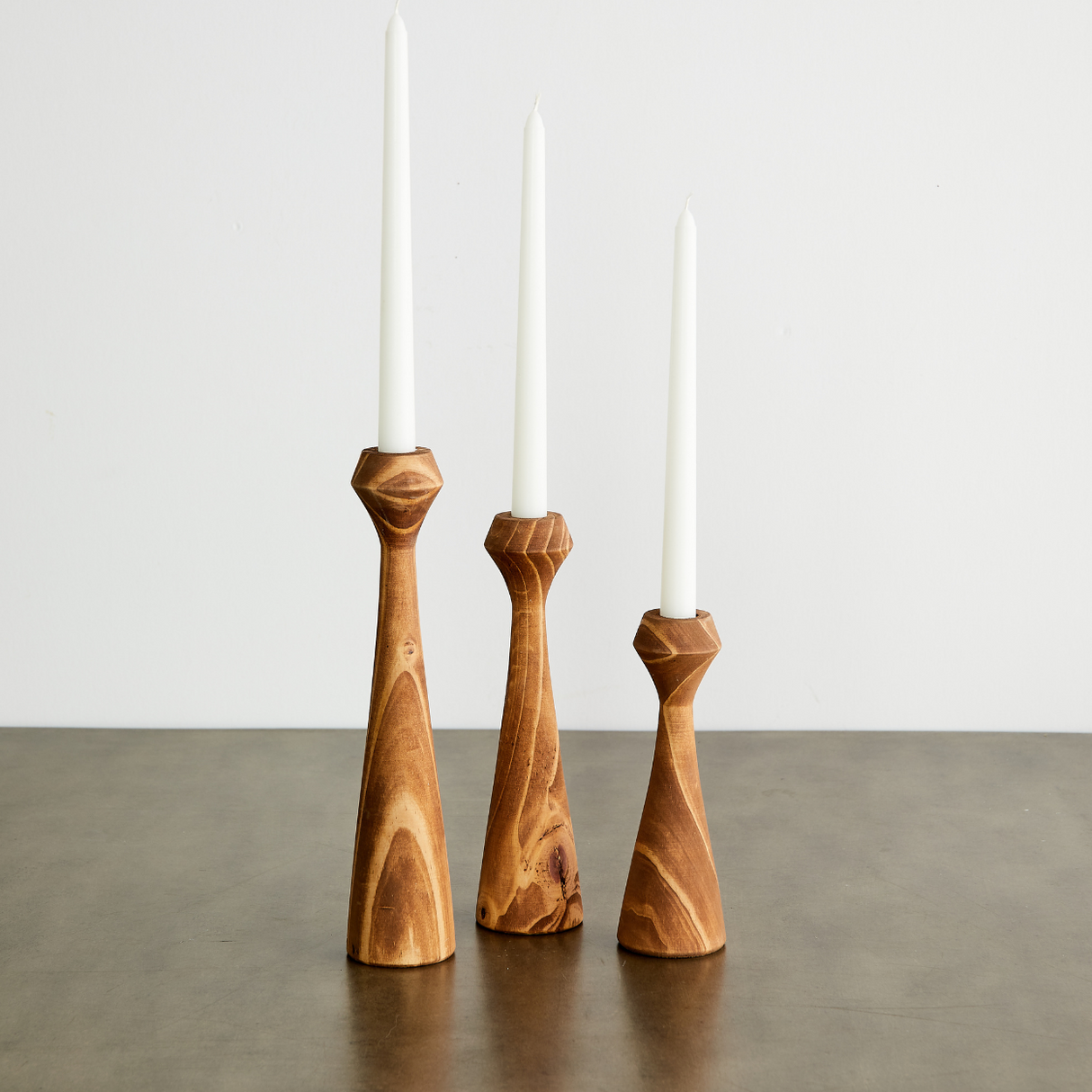 Tapered Diamond Wood Candle Holder