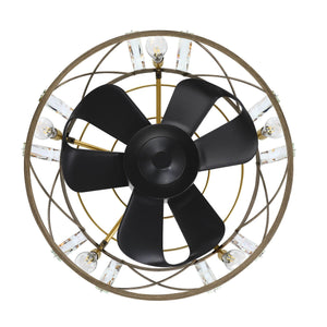 23" Modern Satin Nickel DC Motor Downrod Mount Reversible Fandelier Ceiling Fan with Lighting and Remote Control