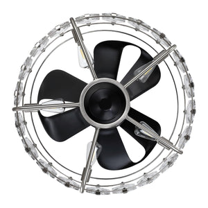 23" Modern DC Motor Downrod Mount Reversible Fandelier Ceiling Fan with Lighting and Remote Control