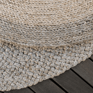 Natural and Brown Round Braided Jute Rug