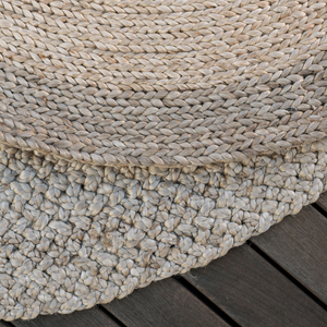 Natural and Brown Round Braided Jute Rug