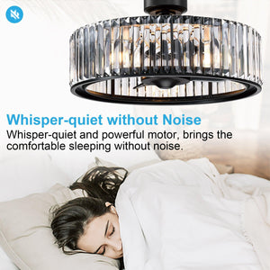 26" Henslee Modern DC Motor Reversible Crystal Fandelier Ceiling Fan with Lighting