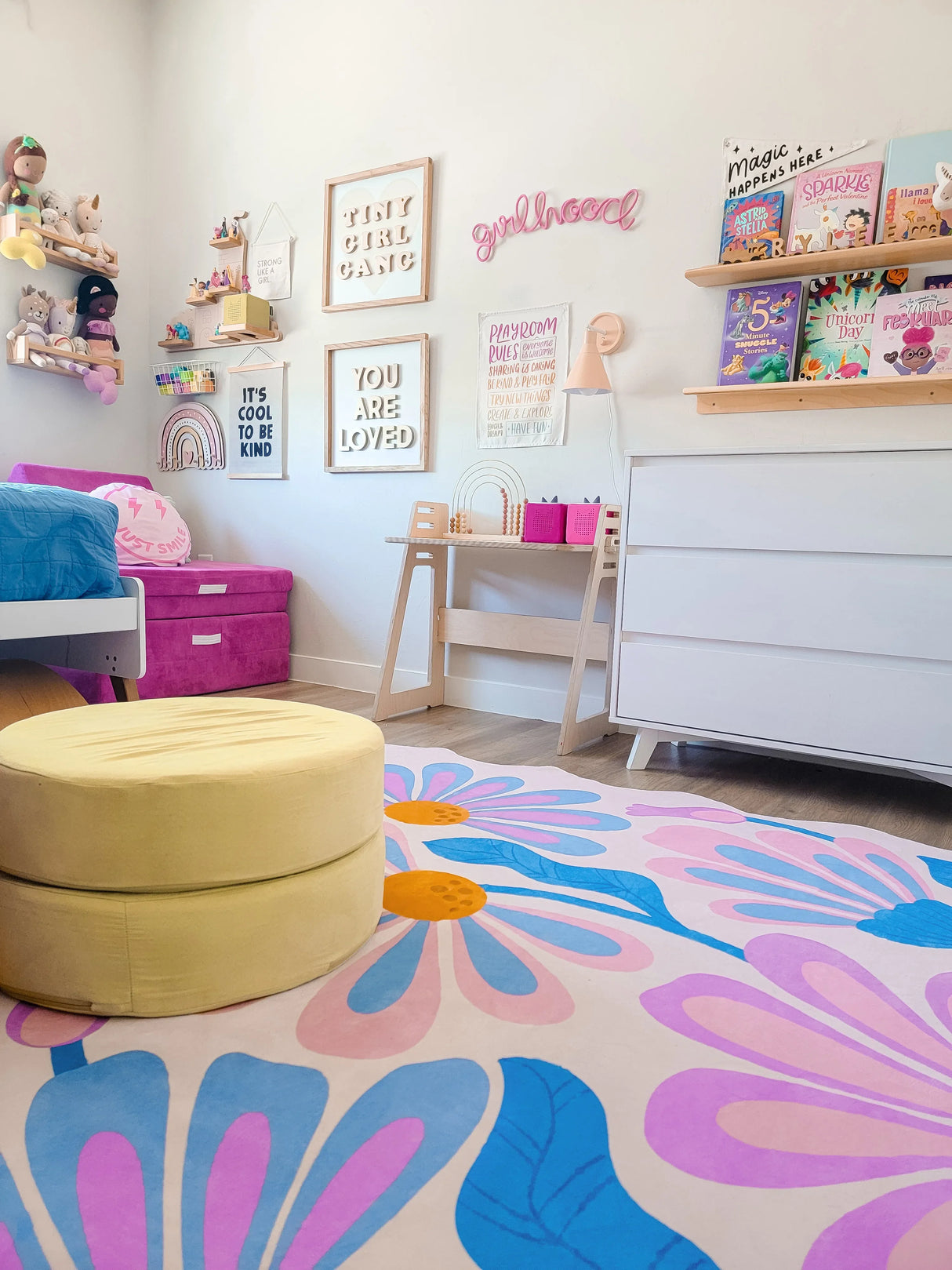 Lavender Base Purple Floral Wavy Rug by Jessica Miller