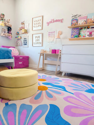 Lavender Base Purple Floral Wavy Rug by Jessica Miller