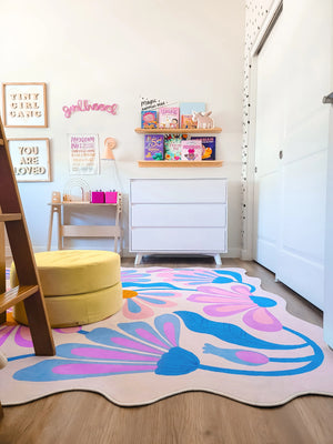 Lavender Base Purple Floral Wavy Rug by Jessica Miller