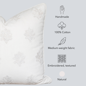 Arden Embroidered Pillow Cover | Natural