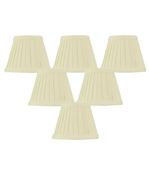 5"W x 4"H Set of 6 Crisp Linen Pleated Clip-on Candelabra Lampshade