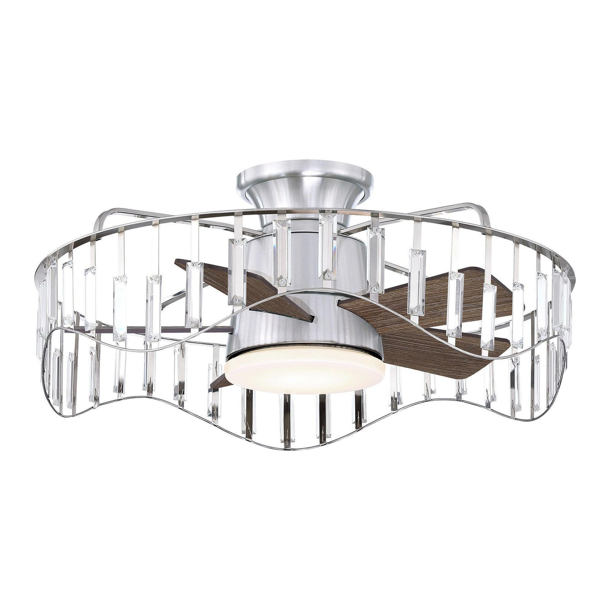 27" Modern Brush Nickel Flush Mount Reversible Ceiling Fan with Lighting and Remote Control