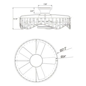 27" Modern Brush Nickel Flush Mount Reversible Ceiling Fan with Lighting and Remote Control
