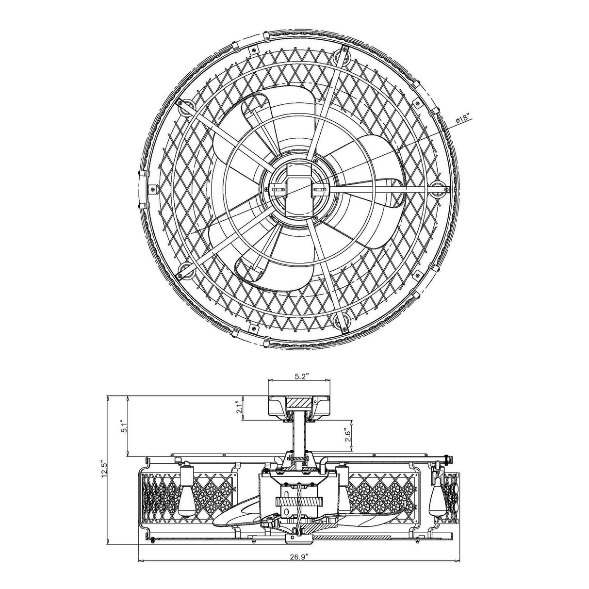 27" Wright Modern DC Motor Downrod Mount Reversible Crystal Ceiling Fan with Lighting and Remote Control
