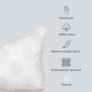 Arden Embroidered Pillow Cover | Natural | Lumbar