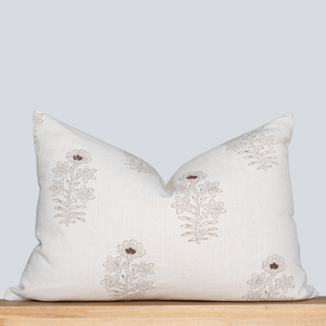 Ella Floral Block Printed Pillow Cover | Lumbar