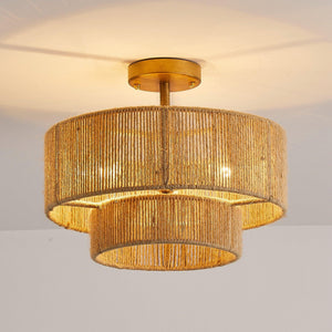 3-Light Traditional Farmhouse Wabi-Sabi Flush Mount Light