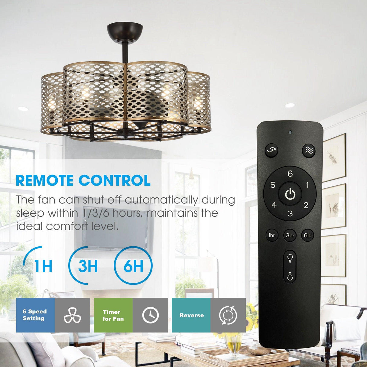 31" Linda Industrial DC Motor Downrod Mount Reversible Ceiling Fan with Lighting and Remote Control