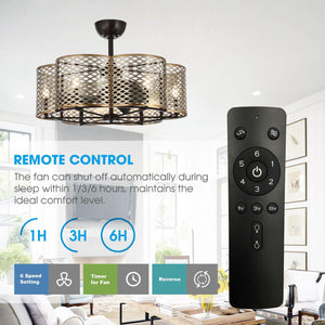 31" Linda Industrial DC Motor Downrod Mount Reversible Ceiling Fan with Lighting and Remote Control