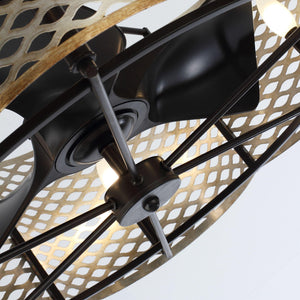 31" Linda Industrial DC Motor Downrod Mount Reversible Ceiling Fan with Lighting and Remote Control