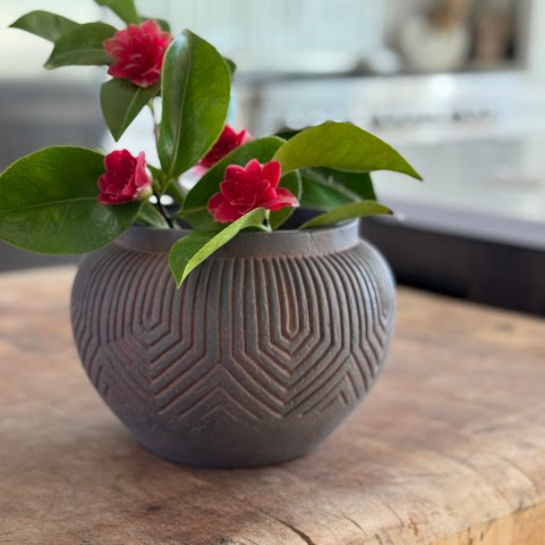 Linden Concrete Vessel in Rustic Umber, 8"D X 6"H