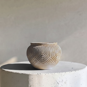Linden Concrete Vessel Natural Sandstone, 8"D X 6"H