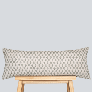 Mori Floral Block Printed Pillow Cover | Sage Green | Long Lumbar