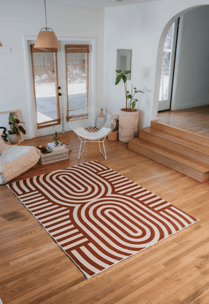 Curvy Brown Stripes Design Rug