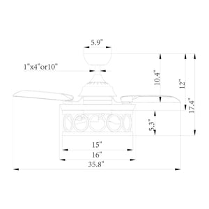 36" Mirelle Farmhouse Downrod Mount Ceiling Fan with Lighting and Wall Control