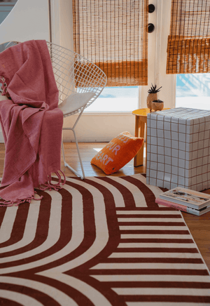 Curvy Brown Stripes Design Rug