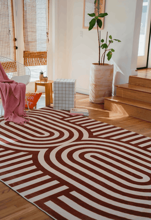 Curvy Brown Stripes Design Rug