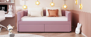 Walker Edison | Twin Size Upholstered Daybed with Ergonomic Design Backrest and Storage