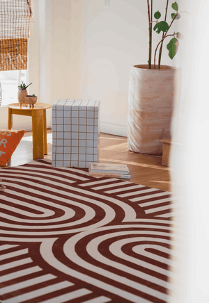 Curvy Brown Stripes Design Rug